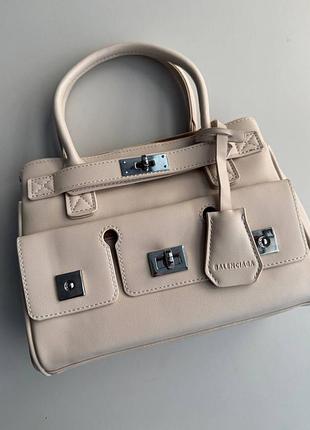 Сумка женская фабричный китайская сумка беж серебро сумка классичная сумка бежевая через плечо, сумка шоппер сумка в стиле баленсиага balenciaga