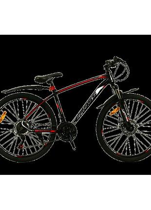 Велосипед гірсьикй алюмігієвий cross tracker 27.5" рама 17" чорний — червоний
