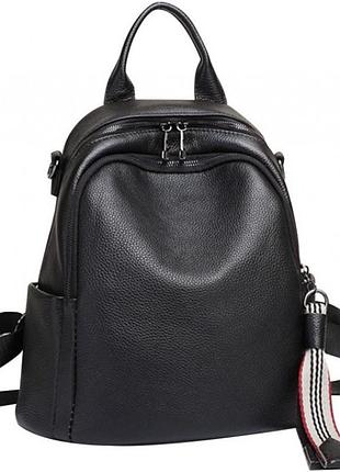 Шкіряний жіночий рюкзак olivia leather 6711 чорний 31х28х14см