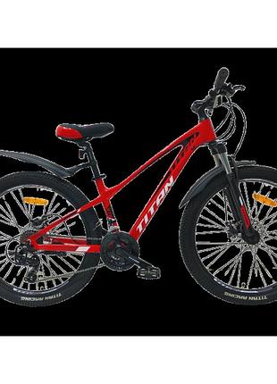 Велосипед подростковый магниевый titan stricker 2024 26" рама 14" красный-черный
