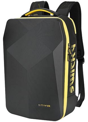 Рюкзак городской swicky с геометрическим стилем черный с желтым 46х34х16см