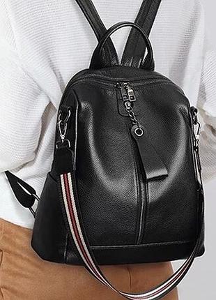 Жіночий рюкзак молодіжний шкіряний міський чорний 73354