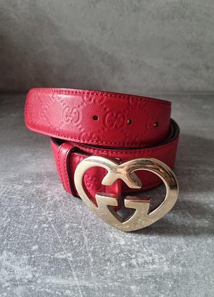 Ремінь gucci, червоний ремінь gucci guccissima, шкіряний ремінь, пасок gucci, пояс gucci