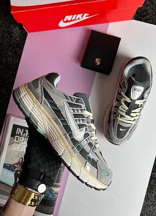 🌺женские кроссовки nike p-6000 w grey black green 5