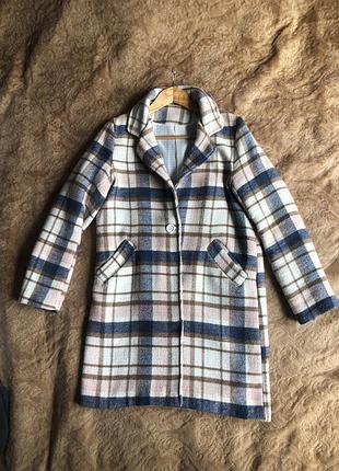 Пальто жіноче італія картате в клітинку жакет плащ