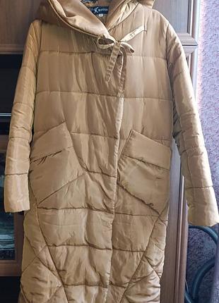 Пуховик пальто коричневого цвета