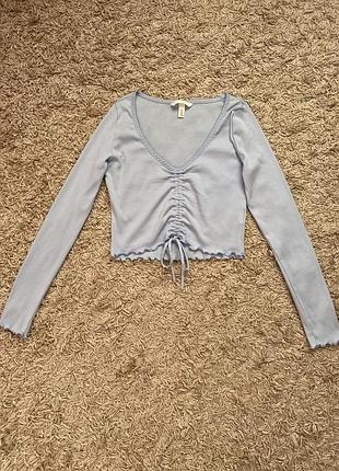 Лонгслив-топ женский голубого цвета h&amp;m