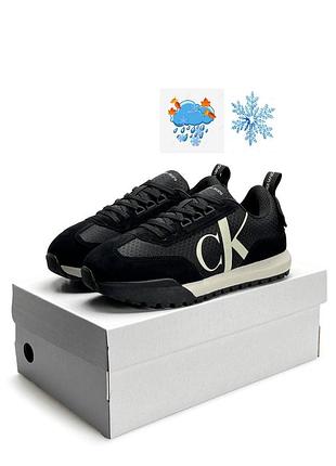 Мужские кроссовки calvin klein45x черные, размер 41-45, новые, замша текстиль водонепроницаемый, демисезонные осень зима весна, зимние утепленные, а4655
