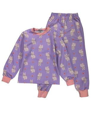 Утепленные пижамы для девочек, с начесом, сиреневая