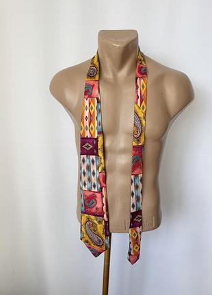 Adonis яркий винтажный галстук шелк разноцветный пейсли ретро восточный стиль печворк этно бохо шелковый