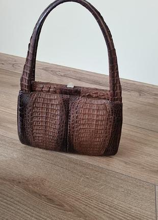 Сумка из крокодила, кожаная сумка, сумка из рептилии, винтажная сумка, сумка винтаж