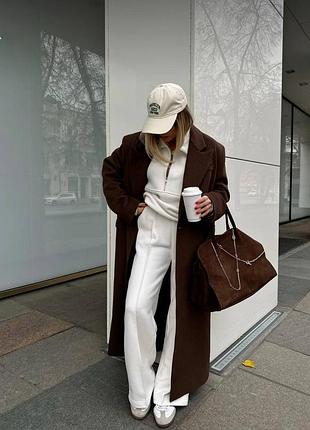 Жіноче довге кашемірове пальто оверсайз xs s m l