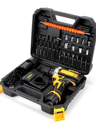 Набір шуруповерт акумуляторний з насадками screw driver sets yellow 12в