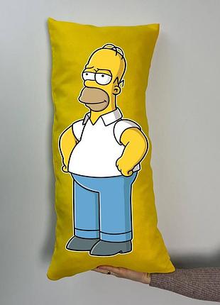 Подушка с принтом габардиновая гоммер симпсон, желтая 35х75 (638)