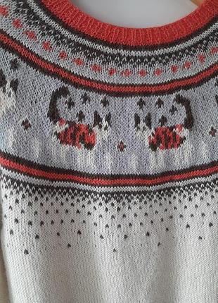 Свитер с котиками шерсть ручная работа