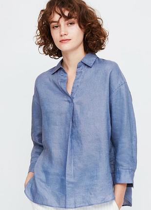Сорочка лляна вільного крою "uniqlo"