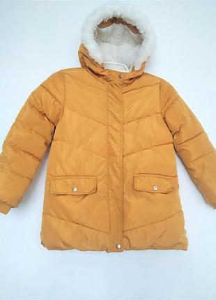 Яркая и теплая куртка для девочки sinsay, с капюшоном, 7 лет (122)
