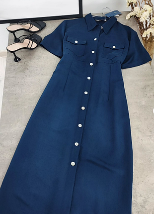 Стильное темно-синее офисное платье joie de vivre
