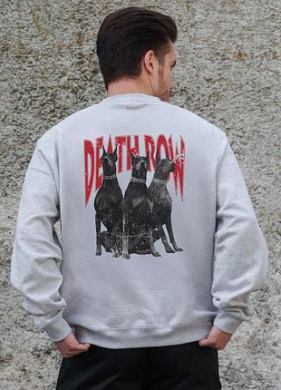 Мужской утепленный оверсайз свитшот на флисе с принтом without deathrow gray