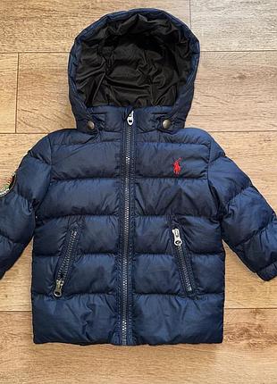 Оригинальный детский синий пуховик polo ralph lauren!12мес