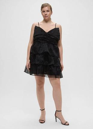 Кукообразное ярусное платье из органзы на груди бант