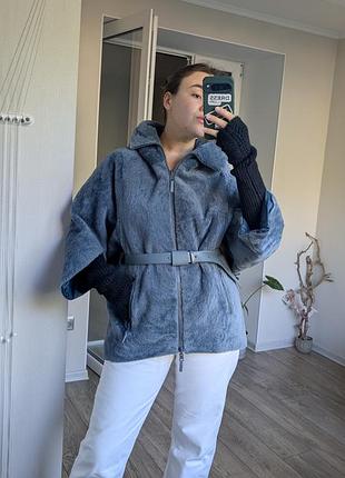 Розкішна двостороння шуба / дублянка double face від італійського бренду damo milano бірюзового кольору