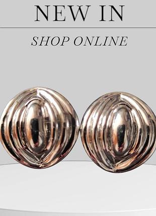 Крупные стильные винтажные серебристые клипсы, серьги