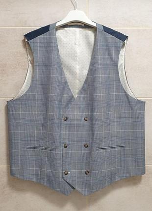 Burton жилет - 5xl • 62 - двобортний сірий з блакитним - 02s63qblu - класична чоловіча жилетка ж62 костюмна