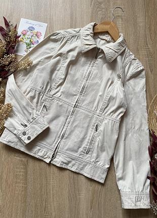 Куртка піджак натуральна котонова бежева прямого крою