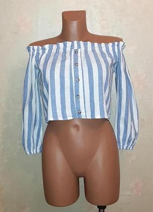 Льон блузка з відкритими плечима