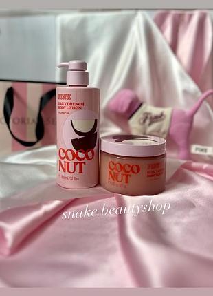 Набір лосьйон та скраб coconut pink victoria's secret  скраб вікторія сікрет оригінал лосьйон vs