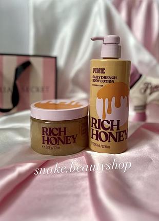 Набір лосьйон та скраб rich honey victoria's secret pink скраб вікторія сікрет оригінал лосьйон vs