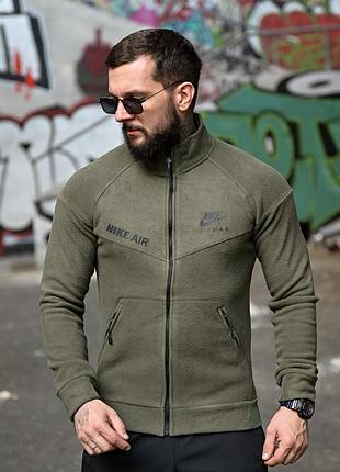 Мужская флиска кофта хаки теплая