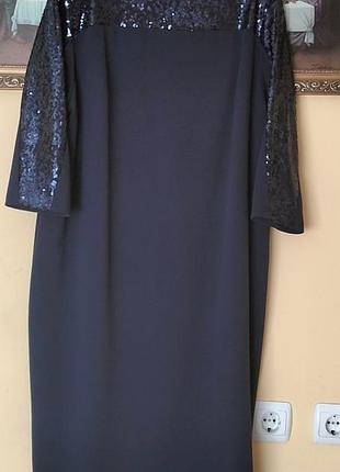 Темно-синє, з паєтками на грудях, спині та рукавах, 58 розмір