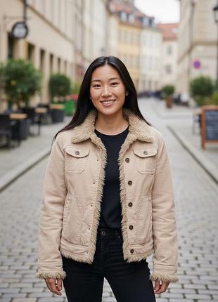 Куртка вельвет шерпа e-vie мех искусственный