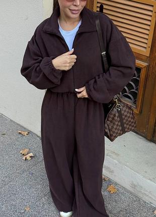 Жіночий повсякденний класичний базовий комбінезон комбез тканина двосторонній фліс полар туреччина