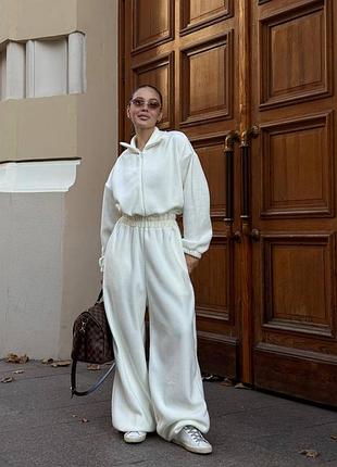 Жіночий повсякденний класичний комбінезон з брюками костюм двійка штани та кофта тканина двосторонній фліс полар туреччина