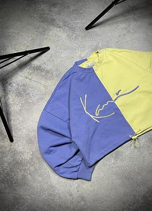 Two-color ukranian karl kani crop sweatshirt кроп світшот