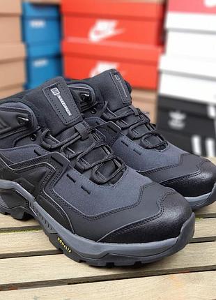Утепленные мужские кроссовки salomon quest element 97x termo black grey саломон серого с черными цветами термо