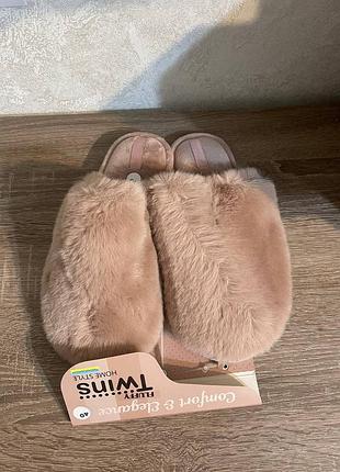 Женские мягкие розовые тапочки