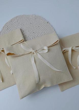 Мешок-конверт, текстильный мешочек для упаковки хранения лента бежевая