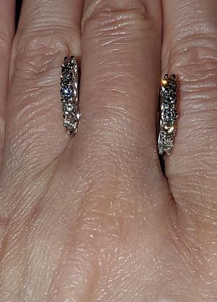 Золотые серьги дорожки с бриллиантами 1 ct, белое золото