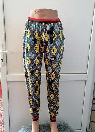 Брючки высокая посадка лето ткань эластан известен принт