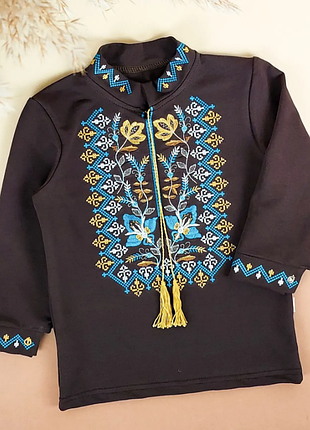 Вишиванка для хлопчика коричнева двунитка