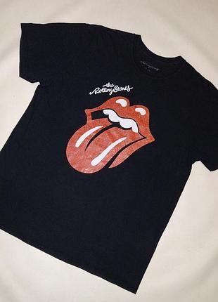 Черная футболка батал официальный мерч the rolling stones лого с блеском