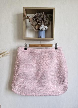 Жіноча рожева твідова міні-спідниця anne-marie & new look розмір 42