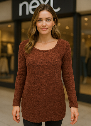 Женский удлиненный свитер букле, длинный рукав, удобный повседневный / next / eu-38-40 / m-l / состояние идеально!