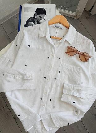 Белая рубашка с вышивкой zara 3