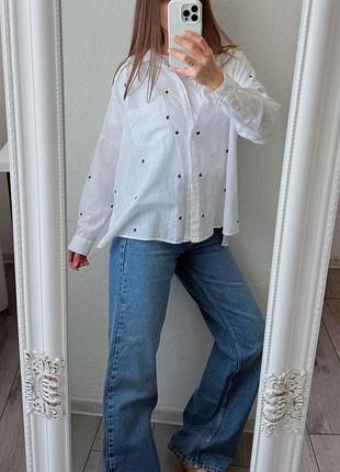 Белая рубашка с вышивкой zara