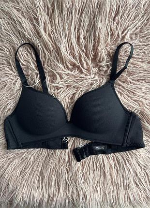 Бюстгальтер топ в рубчик без кісточок чорний